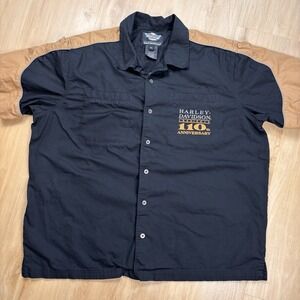 Harley Davidson Canvas Shirt 3XL Genuine Motorclothes 110th Anniversary Black